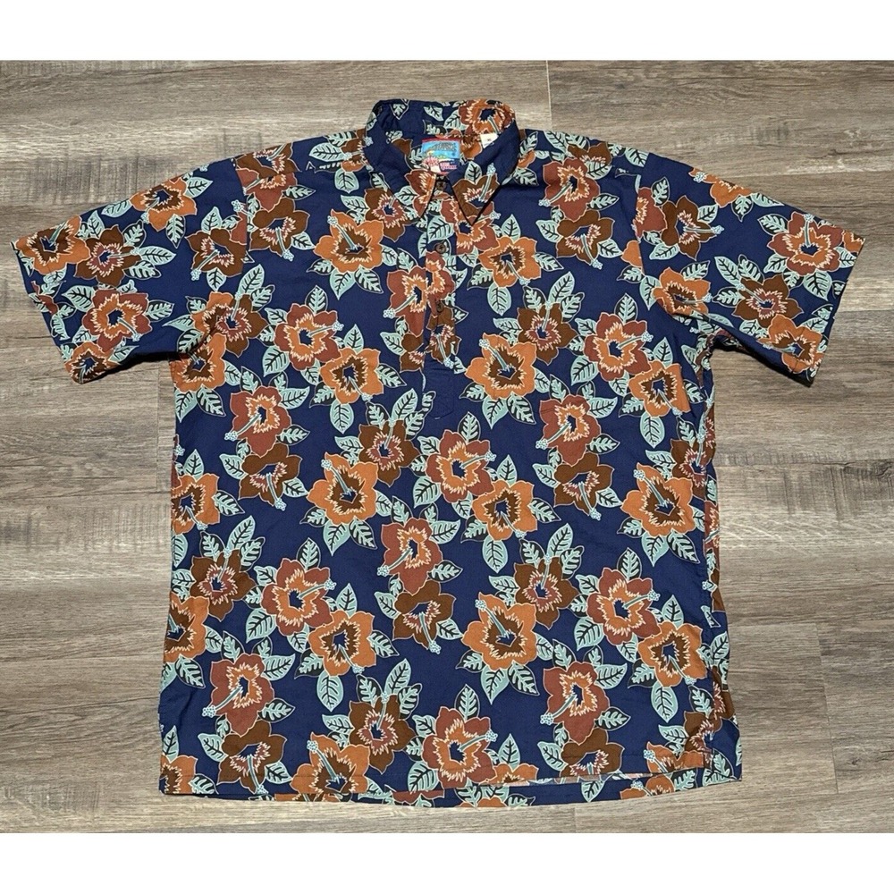 Joe Kealoha Reyn Spooner Men's Size XL Blue Floral Hibiscus Hawaiian Shirt